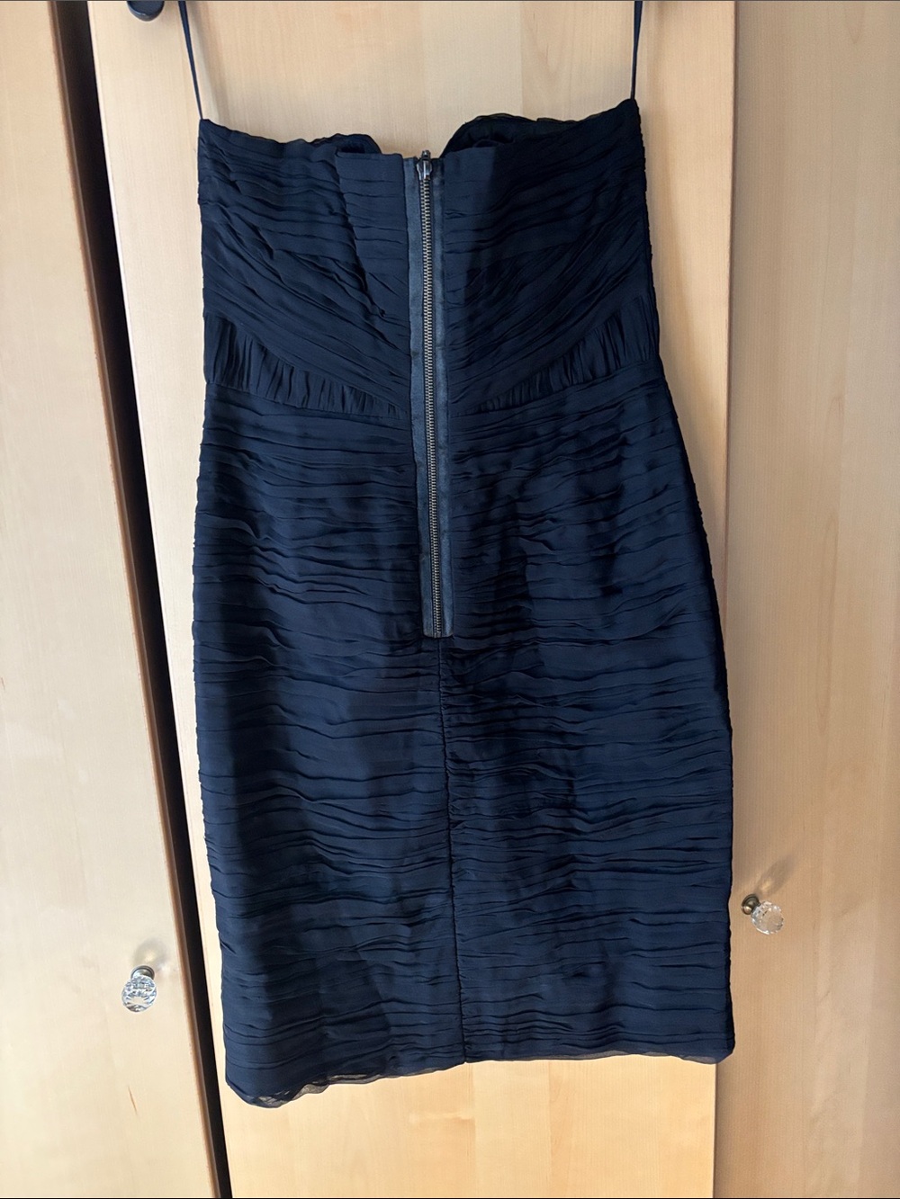 Black Ruched Strapless Dress - Picture 2 of 5